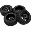 HIRCQOO 80mm/3.14" Rubber Tires & Plastic Wheel Rims 2.2 Inch 12mm Hex Hub Compatible with 1/10 HPI WR8 Off-Road Rally 1/14 WLtoys 124019 144001 1/16 Redcat Volcano RC Buggy (Black)