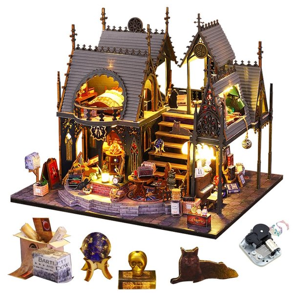 DIY Miniature Dollhouse Kit, Wooden Dollhouse Kit Miniature House Kit with Music,Creative Room Idea for Adults Magic House DIY Model Kits