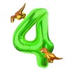 LEBERY Dinosaur Number 4 Ballloon, 40 Inch Green Number 4 Balloon, Mini Dino Foil Balloons Baby Dinosaur Balloons for Kid Dino Theme Jungle 4th Birthday Baby Shower Party Decorations