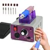 Professional Nail Drill Machine 25000 RPM Electric Nail File Kit with Foot Pedal + 6 Drill Bits + Sanding Bands for Home Salon Manicure Pedicure Acrylic Gel Nail Polishing Tools, 1.0 Count