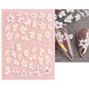 3D Embossed Spring Flower Nail Art Stickers Decals 4 Sheets 5D Self-Adhesive Pegatinas Uñas Pink Cherry Blossoms Floral Nail Supplies Nail Art Design Decoration Accessories