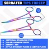 BBTO 2 Pcs Hemostat Curved and Straight Hemostat Forceps Piercing Pliers Forceps, Stainless Steel Straight and Curved Pliers, Fishing Tweezer Hemostats (Colorful)