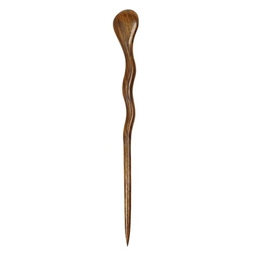 JWL (1) Rosewood Spiral 6" Hair Stick Shawl Pin Pick Pic Pin Fork - Hawaiian Style