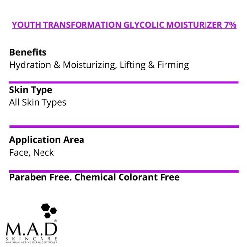M.A.D Skincare Anti-Aging Youth Transformation Glycolic Moisturizer 7%