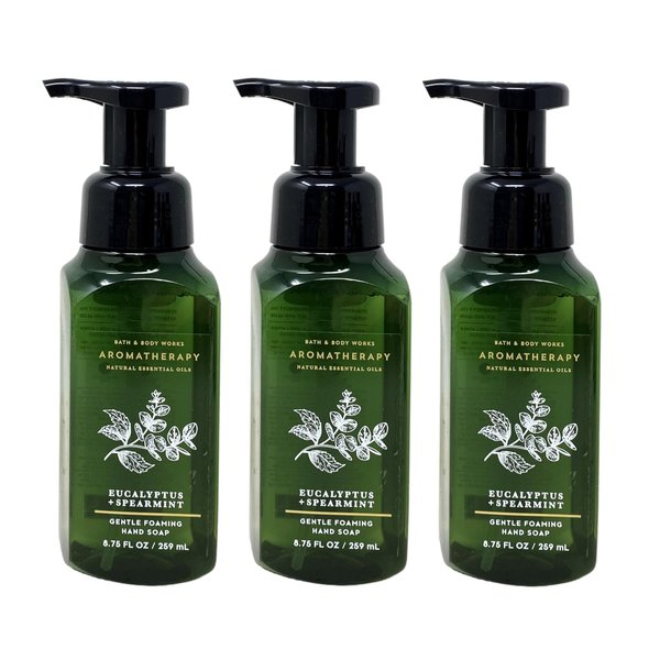 Generic Bath and Body Work Aromatherapy EUCALYPTUS + SPEARMINT Gentle Foaming Hand Soap Bundle - Lot of 3-8.75 fl oz / 259 mL each, green