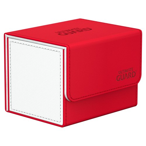 Ultimate Guard Sidewinder Synergy 100+, Deck Box for 100 Double-Sleeved TCG Cards, Red/White, Magnetic Closure & Microfiber Inner Lining