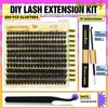 ALICE Fluffy Volume Lash Clusters Kit Lash Extension Kit Thick 3D Wispy DIY Eyelash Extension Kit with 220Pcs Mink Look Individual Lashes, Lash Bond and Remover,Tweezers(10-16mm,0.05D, D Curl)