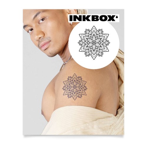 Inkbox Temporary Tattoos, Semi-Permanent Tattoo, One Premium Easy Long Lasting, Water-Resistant Temp Tattoo with For Now Ink - Lasts 1-2 Weeks, Flower Tattoo, 4 x 4 in, Invite Tranquility
