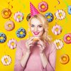 34 Pcs Donut Party Decorations Include 2 Pcs Donut Garland Banner and 32 Pcs Donut Hanging Swirl Party Supplies for Birthday Baby Shower Grow Up Party Favors