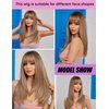 Getshow Blonde Wigs for Women Layered Straight Long Wig with Bangs Natural Synthetic Hair with Dark Roots
