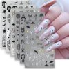 6 Pcs Spider Ghost Nail Stickers for Nail Art, Crystal Diamond Spider Design Nail Decals Spider Web Bloody Bat Nail Design Classic Halloween Nail Art Decoration for Women Halloween DIY Manicure Salon