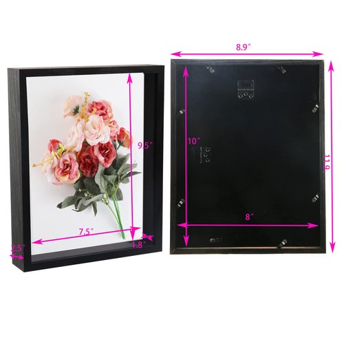 Aynoo 8x10 Shadow Box Picture Frame in Black set 1 Pack Shadow Box Frame 8x10 Black Wood Display Case 8x10 Display Large Shadow Box Picture Frame Display Case Wall Hang Memory Box (SBHSD 0810)