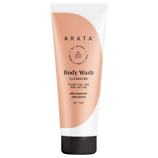 Arata Hydrating & Non-Drying Body Wash With Ayurvedic Coconut & Citrus | All Natural, Vegan & Cruelty-Free | Gentle Cleansing For Women & Men | No SLS, No Parabens - 2.5 Fl Oz
