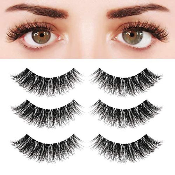 Eyelashes Natural Look False Lashes - Bepholan Fake Eyelashes 5D Super Fluffy False Eyelashes Clear Band Wispy Lashes 3-Pack Faux Mink Lashes,XMZ92