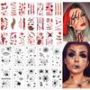 40 Sheets 3D Spider Web&Fake Scar Temporary Tattoos Halloween Makeup Kit, Witch Zombie Realistic Fake Bat Scary Face Tattoos Stickers For Women Adults Kids Men (Halloween)