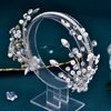 LOVFOIVER Rhinestone Wedding Headband Pearl Bridal Headpiece Crystal Leaves Hair Accessories for Brides and Bridesmaid