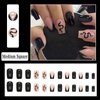 BAOYAALIN Black Press on Nails Medium Square Fake Nails with Exquisite Snakes Design Artificial Acrylic False Press ons Full Cover Stick on Nail for Women Girls Daily Wear Wedding Manicure 24Pcs