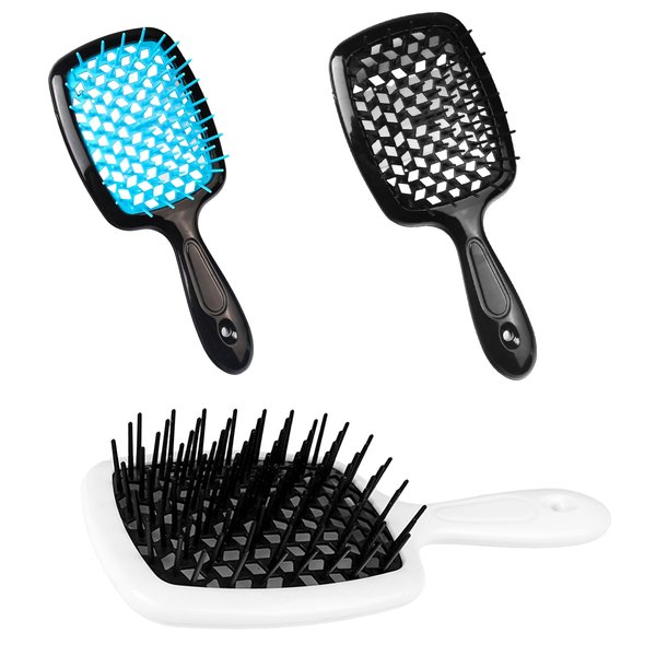 3PCS Vented Hair Brush,Wet & Dry Vented Hair Brush,Vent Heat-Resistant Hair Brush,Hairbrush for Effortless Tangle Removal,for Women Men,For Natural Curly Straight Wet Dry Damaged Hair