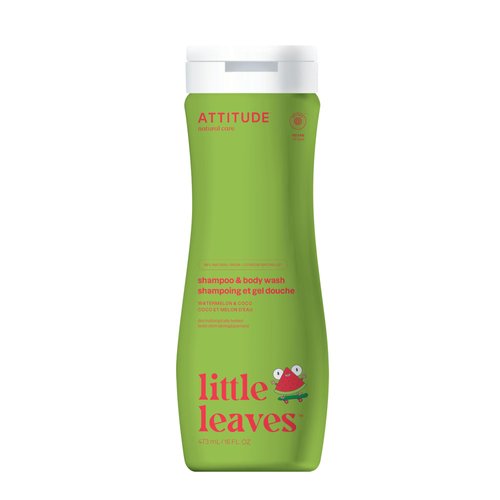 ATTITUDE Shampoo and Body Wash for Kids, EWG Verified, Dermatologically Tested, Plant- and Mineral-Based Ingredients, Vegan and Cruelty-Free, Watermelon and Coco, 16 Fl Oz