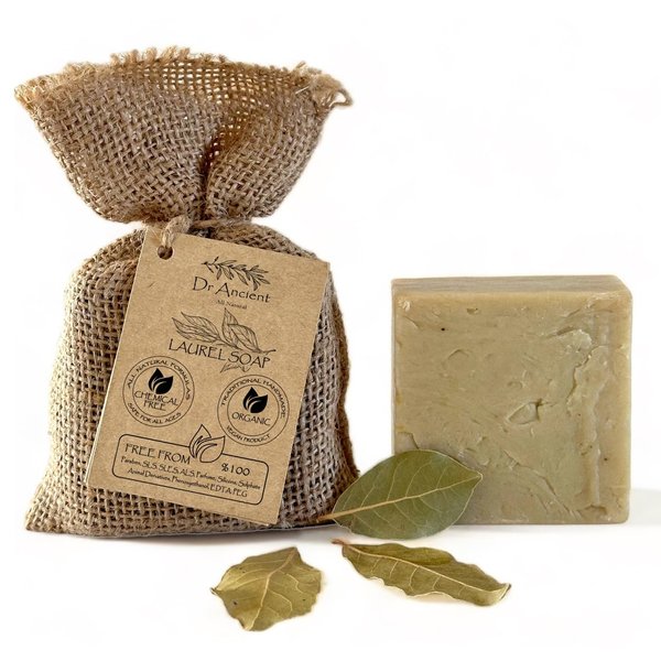 Dr.Ancient Aleppo Soap Bar Organic Natural Vegan Traditional Handmade Antique - For Skin Allergies, Psoriasis, Eczema. Use For Hair And Reduce Dry Scalp Problems - No Chemicals, Pure Natural Soaps!