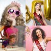 SuPoo Birthday Crown & Sash Glitter Birthday Sash Red Birthday Queen Crown with Comb Birthday Tiara for Women Crystal Headband Princess Decorations Gift Party Favor Happy Birthday Decorations