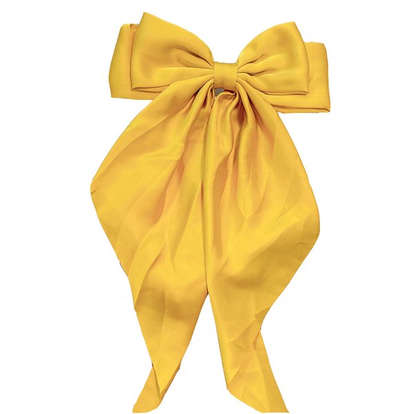Long streamer oversized bow top clip hair clip for the back of the head tassel solid color bow hair clip hair bow ponytail clip(LH)