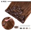 16" Remy Clip in Hair Extensions Human Hair Light Brown for Women Beauty - Long Silky Straight 8pcs 20clips Real Hair Extensions Clip In Human Hair (16 inch 100g #6 Light Brown)