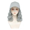 AliRobam Hat with Natural Wave hair Extensions attached for woman Baseball cap wig Short Bob Hairstyle Adjustable Wig (Grey)