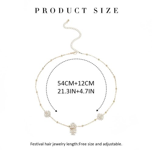 Catery Crystal Headchain Head Jewelry Boho Hair Chain Rhinestone Goddess Bridal Hair Jewelry Wedding Hair Accessories for Women and Girls (Gold)