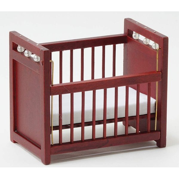Classics by Handley Dollhouse Miniature Crib, Mahogany