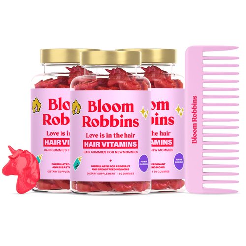 Bloom Robbins Hair Gummy Prenatal Vitamins for Women Pregnancy with Vitamin B6 - Pre Natal Multivitamin - 60 Prenatal Gummies - Hair Gummies for Women with Folic Acid (3Pack)