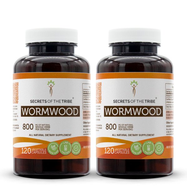 Secrets of the Tribe Wormwood 120 Capsules(2 pcs.), 800 mg, Wormwood (Artemisia Absinthium) Dried Herb (2x120 Capsules)
