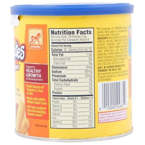 Gerber Snacks for Baby Lil’ Crunchies, Veggie Dip, Non-GMO Baked Grain Snack with No Artificial Flavors, Baby Snack for Crawlers, 1.48-Ounce Canister (Pack of 1)