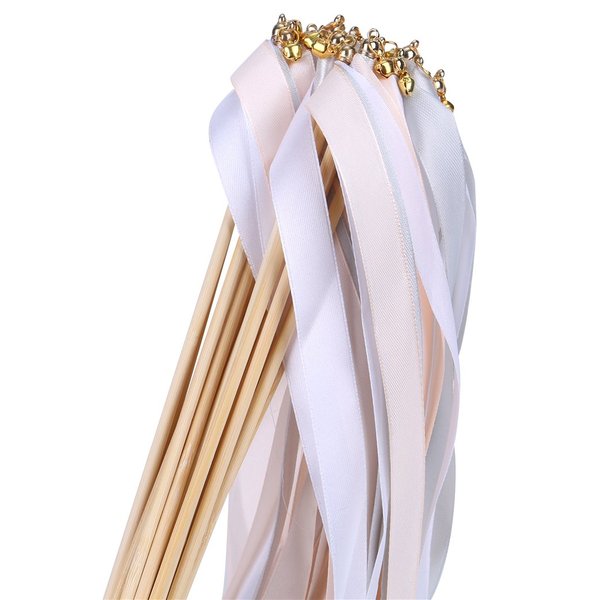 30pcs Ribbon Stick Wands Party Streamers Wedding Party Activities (Peach)