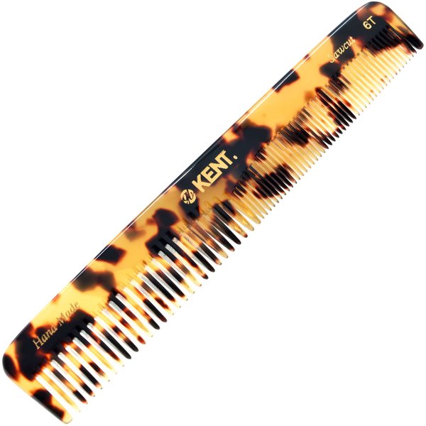 Kent 6T TY Fine Tooth Comb and Wide Tooth Hair Comb - Handmade Styling Comb for Hair Care, Barber Combs, and Beard Combs For Men - Hair Styling Grooming Hair Combs for Men, Women and Kids - Hair Care