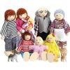 Skylety 10 Pcs Wooden Dollhouse Family Set of 8 Mini People Figures and 2 Pets, Dollhouse Dolls Wooden Doll Family Pretend Play Figures Accessories for Pretend Dollhouse Toy (Classic Style)