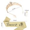 YARIEW Sweet 16 Birthday Decorations for Girls, Gold Sweet 16 Sash and Tiara, Birthday Crown and Sash, 16th Birthday Gifts for Girls, Sweet Sixteen Gifts for Girls