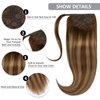 Caliee 18Inch Long Ponytail Extension Human Hair 80G Virgin Ponytail Hair Extensions Real Human Hair R4-4-6 Balayage Dark Brown to Medium Brown Soft Skily Straight Wrap Around Hair Pieces for Women
