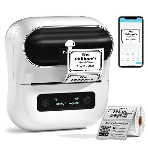 Phomemo M220 Label Maker, Upgrade 3 Inch Barcode Printer, Portable Sticker Maker Machine for Barcode, Name, Address, Labeling, Mailing, Home, Office & Small Business, Compatible with Phones&PC
