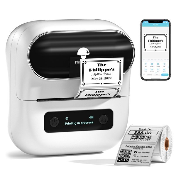 Phomemo M220 Label Maker, Upgrade 3 Inch Barcode Printer, Portable Sticker Maker Machine for Barcode, Name, Address, Labeling, Mailing, Home, Office & Small Business, Compatible with Phones&PC