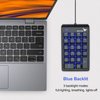 Rottay Number Pad, Mechanical USB Wired Numeric Keypad with Blue LED Backlit 22 Key Numpad for Laptop Desktop Computer PC Black (Blue switches)