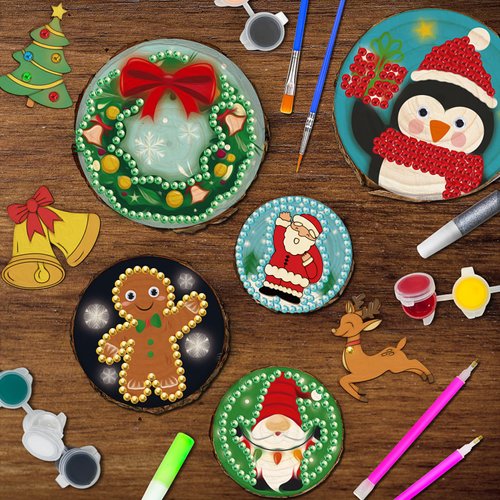 Painting Crafts Kit for Kids,Glow in The Dark Arts & Crafts Gifts for Girls Boys Ages 4-12,Wood Slice Craft Creative Activities Christmas Party Favors Toy for Ages 4 5 6 7 8 9 10 11 12 Year Old(24Pcs)