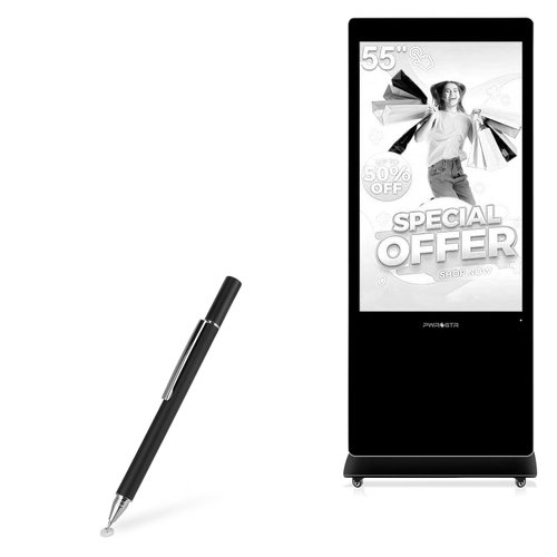 BoxWave Stylus Pen Compatible with PWR4GTR Digital Signage Display 55 Inch - FineTouch Capacitive Stylus, Super Precise Stylus Pen - Jet Black