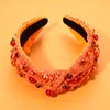 NVENF Fall Headbands for Women Pearl Crystal Thanksgiving Headband Orange Rhinestone Embellished Jeweled Headbands Thanksgiving Fall Hair Accessories Gifts (Orange)