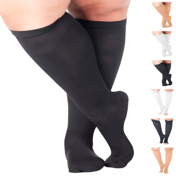 Made in USA - T.E.D. Anti Embolism Compression Knee High for Women and Men 15-20mmHg - Graduated Compression Socks for Embolism Relief - Black, Medium - A401BL2