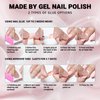 Press On Nails Short, WOOYAS Bean Paste Pink Soft Gel False Nails, Square Fake Nails with Nail Glue Adhesive Tabs, Reusable Natural Handmade Gel Nails Kit in 24Pcs Glossy Nails Tips for Women Girls