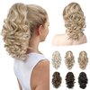 REECHO 12" Ponytail Extension, Classic Loose Curly Wavy Claw Clip Pony tails Hair Extensions Hairpieces for Women - Medium Blonde