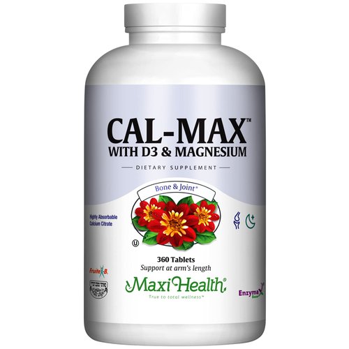 Maxi Health Calcium Magnesium Supplement with Vitamin D3 and Boron - Kosher Bone Health & Nighttime Formula, Calcium Citrate CalMag & Vitamin D (360 Tablets)