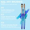 Shine Chance Acrylic Nail Brush Size 12, 100% Pure Kolinsky 3D Art Nail Brush with Gradient Blue Handle, Art Design Powder Nail Brush Pen for Nails Extension & Carving, Acrylic Application Tools
