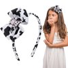 Ecuupas Cow Print Bow Headbands Cute Moo Cow Headband White Black Cow Spot Head Hoop Grosgrain Ribbon Bow Hairband Hair Decoration for Teens Girls Woman 1Pcs